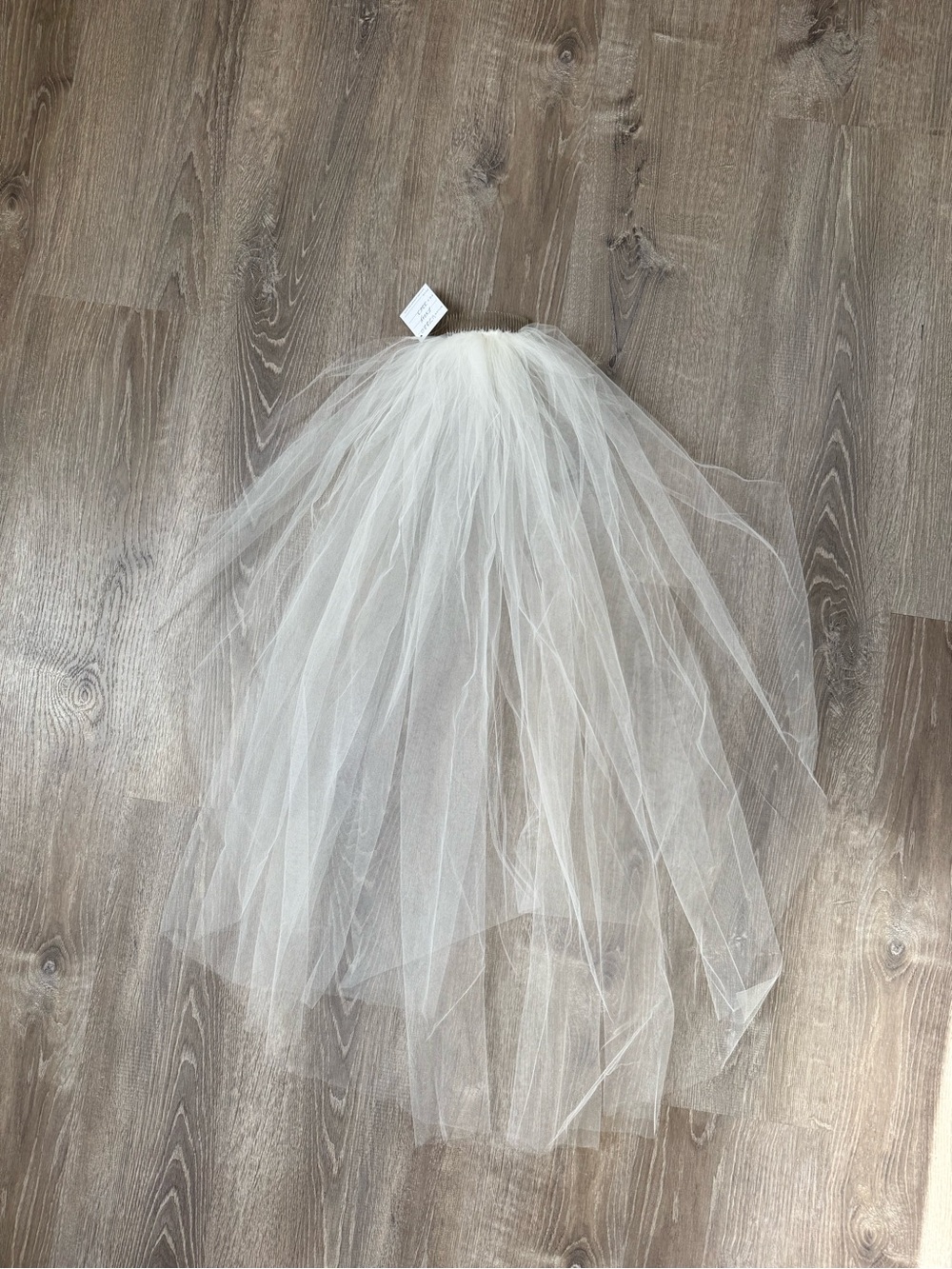 Off White Tulle Fingertip Two Tier Veil with Blusher